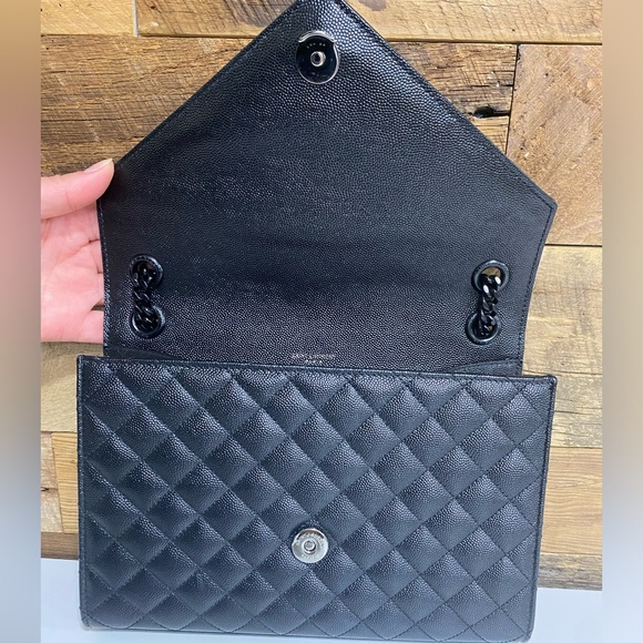 Saint Laurent Textured Mixed Matelasse (black) Triquilt Medium Monogram handbag - Picture 13 of 16